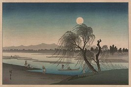 Autumn Moon on the Tama River - Fukeiga by Utagawa Hiroshige - Art Print - £17.68 GBP+
