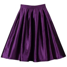 Coblat Blue Knee Length Taffeta Skirt Women Custom Plus Size Pleated Party Skirt image 6
