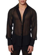 Men&#39;s Full Size Collared Neck Long Sleeve Shirt Plus Size - $35.49