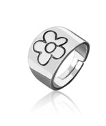 Adjustable Ring 925 Sterling Silver Geometric Flower - £10.11 GBP