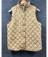 Quilted Khaki Reversible Vest Men L/XL Sleeveless Snap Front Stand Up Co... - £20.70 GBP