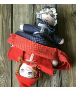 Rare Unique Amish Handmade 2 heads 3 faces Rag Cloth Fabric Doll Play it... - £38.09 GBP