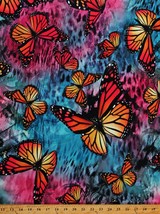 Matte&#39; Jersey Knit Butterflies Tie Dye-Look Soft Brushed Fabric by Yard D451.21 - £27.17 GBP