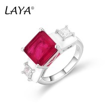 925 Sterling Silver Fashion High Quality Zircon Natural Red Fashion Stone Square - £37.66 GBP