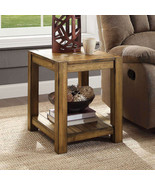 Solid Wood End Table Rustic Square Farmhouse Living Room Tables Storage ... - £87.41 GBP