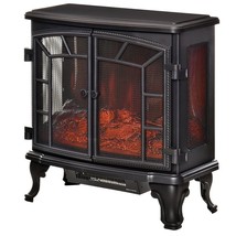 Black Remote Controlled Electric Fireplace Heater Realistic LED Flames and Logs - $508.93 CAD
