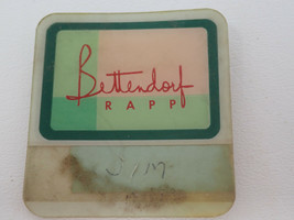 Bettendorf Rapp Restaurant Employee Name Tag Vintage Green Pink White - £9.05 GBP