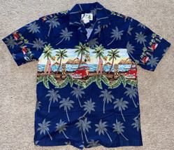 Ky&#39;s Men&#39;s Hawaiian Shirt Blue Surf Woodies Car Tropical Size Medium - £19.69 GBP