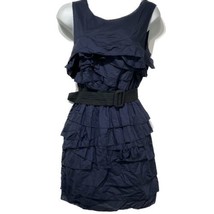 phillip lim 3.1 navy blue sleeveless tiered belted Mini dress Size 4 - £35.03 GBP