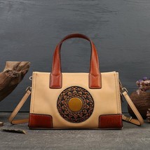 New Totem Embossed Handbag Genuine Leather Women Bag Vintage Versatile N... - £80.10 GBP