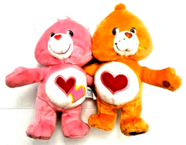 Care Bear Love A Lot &amp; Tenderheart Bears Hugging Pair 7&quot; Plush Stuffed Toy 2002 - £11.65 GBP