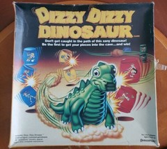 Vintage 1987 Dizzy Dizzy Dinosaur Board Game Pressman COMPLETE Wind Up Toy  - $38.79