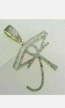 2Ct Redondo Colgante Cruz Diamante Simulado 14K Bañado en Oro Blanco 18&quot; Libre - £136.79 GBP