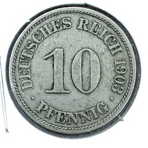 1903 A German Empire 10 Pfennig Coin - $8.90