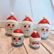 5 Hand Painted Santa Claus Wooden Egg Shaped Head Christmas Vintage 1991 - £8.23 GBP