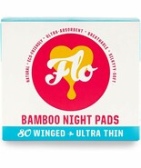 Flo Bamboo Night Period Pads with Wings (80 Pads) - Super Absorbent, Sof... - $553.89 MXN