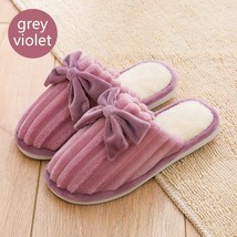 Cute Bowknot Warm Cotton Shoes Women Mens Soft Plush Home Slippers Indoor Outdoo - £21.67 GBP