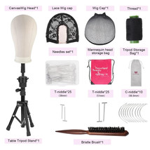 23 Inch Wig Head,Wig Stand Tripod with Head,Canvas Wig Head,Mannequin Head for W - £23.92 GBP
