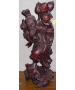 RARE vintage 12&quot; tall Chinese wood carving Old man sculpture - £47.98 GBP