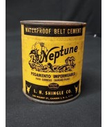 Old NEPTUNE Belt Cement Adv. Tin Can Paper Label Graphics Uncommon Camde... - $18.49