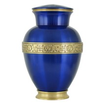 Large/Adult 220 Cubic Inches Blue Brass Funeral Cremation Urn for Ashes - $159.99