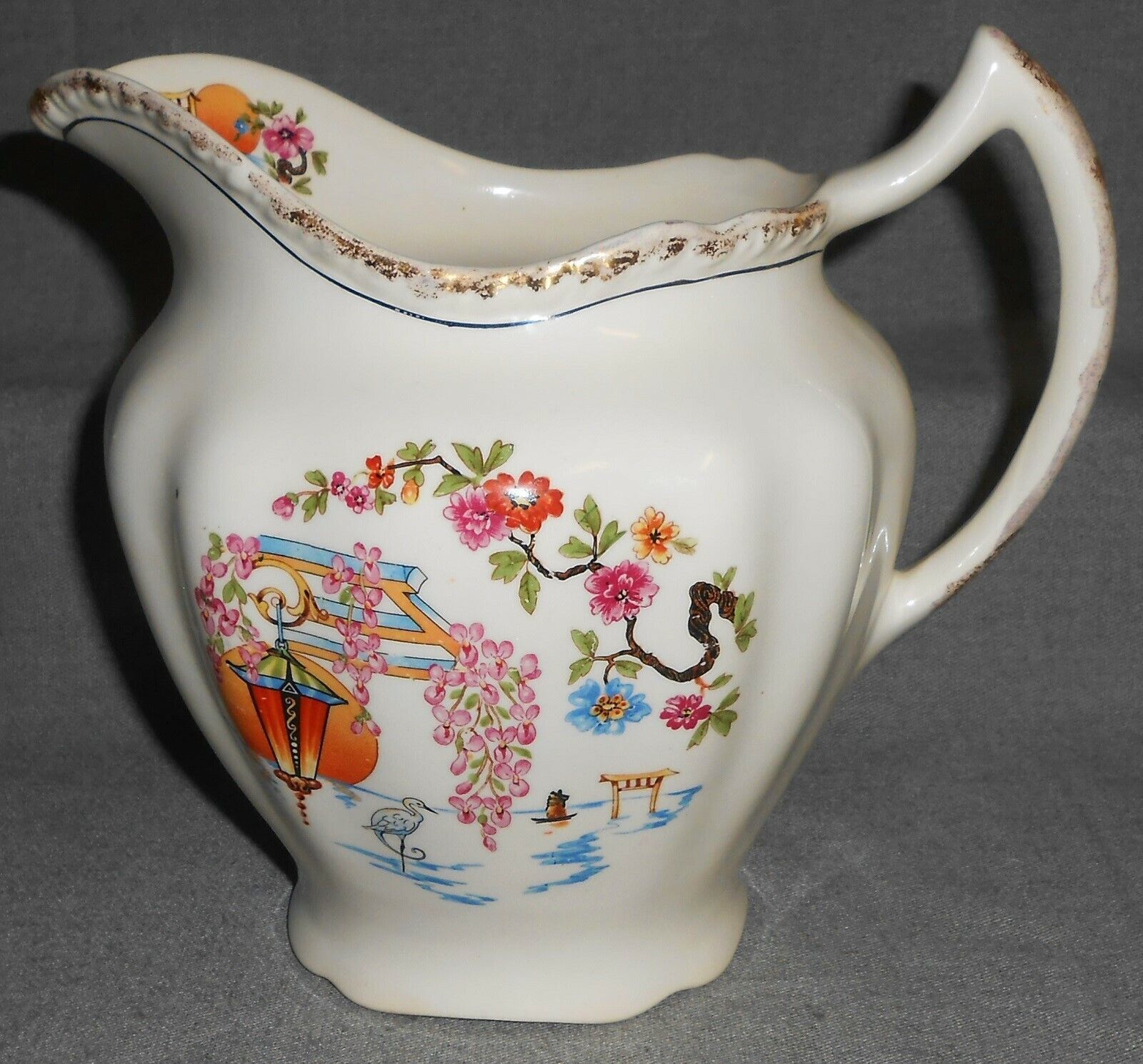 Harker Pottery ASIAN GARDEN MOTIF 64 oz PITCHER Made in USA - $31.67