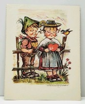 Hanitzch Artist Signed Boy Girl Flowers Heart Bird German no. 723 Postca... - $5.95