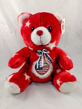 Red Bear Plush Red White Plush Flag 11 Inch Plush Appeal Mardi Gras Stuffed  - £10.60 GBP