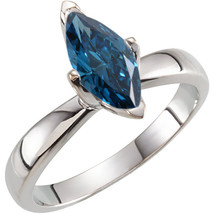 Marquise Diamond Ring 14k White Gold (1.42 Ct Blue(Irradiated) SI2 Clarity) - $3,251.77