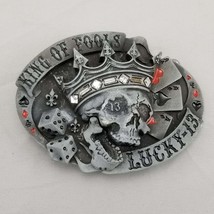 Belt Buckle King Of Fools Lucky 13 Gambling Theme Gray Color Lead Free USA Made - £27.67 GBP