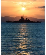 USS Iowa BB-61 US Navy battleship at sunset moored off Costa Rica Photo ... - $8.81