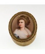 Victorian Ormolu Hand-Painted Porcelain Portrait Trinket Box Gorgeous - £521.16 GBP