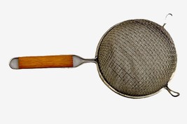 Vintage 11” Long Wooden Handle Strainer Stainless 6” Wide - $17.22 CAD