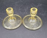 Vintage Mosser Yellow Glass Miniature Jennifer Candle Holders - $9.89