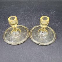 Vintage Mosser Yellow Glass Miniature Jennifer Candle Holders - £7.77 GBP