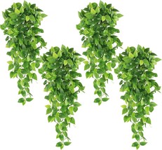 Hatoku 4 Pcs. Artificial Hanging Plants 3&#39;6&quot; Fake Ivy Vine Leaves For Patio Home - £27.54 GBP