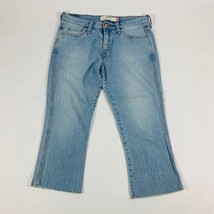 Levis 515 Capri Cropped Womens Jeans 6 Blue Stretch Light Wash Raw Hem - $13.05