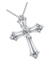Diamond Cross Necklace for Women 18K White - $435.16