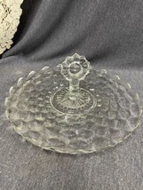 FOSTORIA AMERICAN CLEAR CUBIST ELEGANT SERVING TIDBIT TRAY W/CENTER HAND... - $17.82