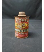 Old Kimball&#39;s RED CAP METAL POLISH CAN 1930s OIL Gas CONE TOP Rare C. M.... - $12.19