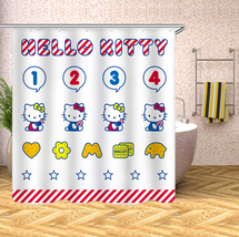 Hello Kitty Waterproof Shower Curtain Set Bathroom Decor Curtain W/Hooks Gift70&quot; - £13.16 GBP+