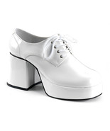 JAZZ02/W Men&#39;s Classic Retro 70&#39;s Disco White Patent Platform Pimp Costu... - $117.55 CAD