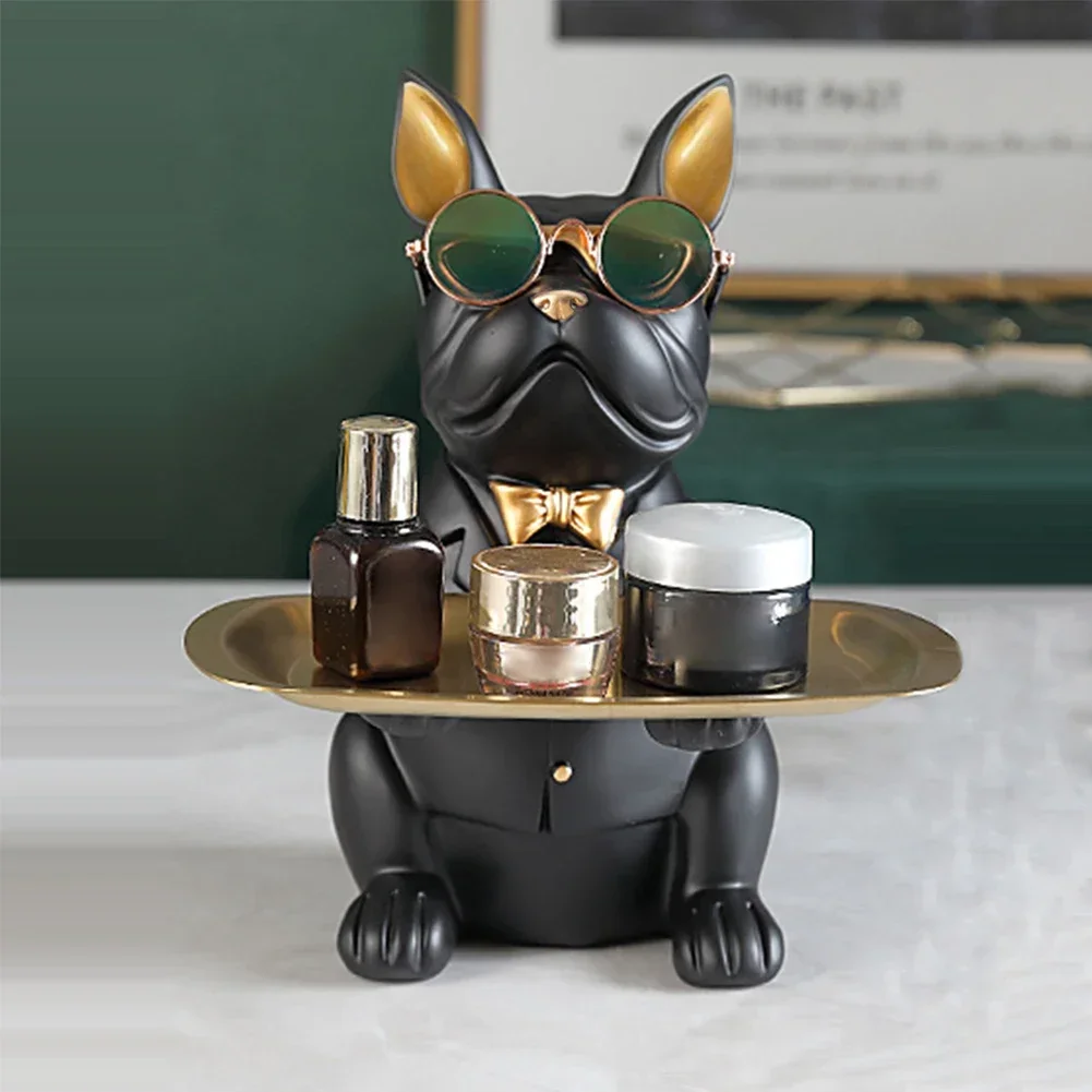 Nordic French Bulldog Sculpture Dog Statue Statue Jewelry Storage Table - $41.98