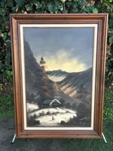 OTOLEMETIER Original HUGE 45&quot;x32&quot; EXOTIC LANDSCAPE MODERN VINTAGE OIL ON... - $1,200.00