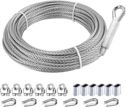 3 16 Stainless Steel Cable 25ft Wire Rope 7X 19 Strands 3700lbs Breaking Strengt - £53.88 GBP