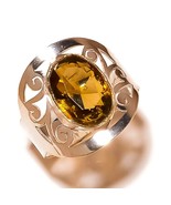 Smoky Quartz Oval Cut Gemstone 925 Silver Overlay Handmade Filigree Ring... - $13.66 CAD