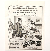 1943 Gillette Thin Razor Shave Blades Advertisement Shaving Hygiene DWII26 - $27.43 CAD