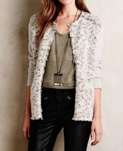 Anthropologie Dalena Sweater Jacket MEDIUM Grey Women’s Knit Metallic Ca... - $29.90