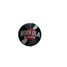 Vintage 1&quot; Rock Ola Cafe Black Red Pin Button Lapel Pinback - £10.79 GBP