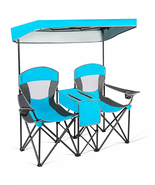 Portable Folding Camping Canopy Chairs W/ Cup Holder Cooler - £142.04 GBP